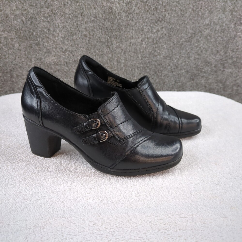 GH Bass Shoes Womens 6 6M Black Leather Tonia Chunky Block Heel Loafer